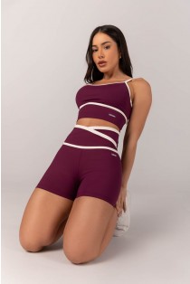 Short com Cós Transpassado e Chapado (Uva / Off-White) | Ref: K4297-B