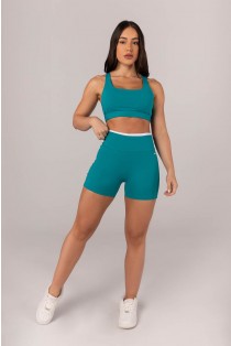 Short sem Gancho com Vira (Jade / Branco) | Ref: K4300-B