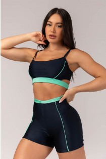Short com Vivo e Vira (Azul Marinho / Verde Turquesa) | Ref: K4301-D