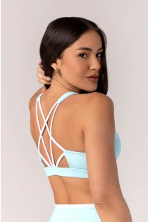 Top com Tiras Entrelaçadas (Azul Bebê / Branco) | Ref: K4298-A