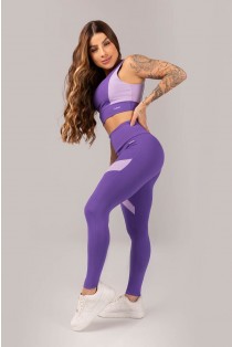 Calça Legging Bicolor com Recortes (Violeta / Lilás) | Ref: K4011-C