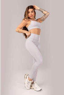 Calça Legging com Cobertura Contrastante (Cinza Claro) | Ref: K4015-D