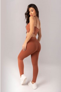 Calça Legging com Cobertura no Cós e na Vira (Marrom) | Ref: K4321-B