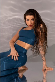 Calça Legging sem Gancho com Bolsos (Azul Petróleo) | Ref: K4327-A