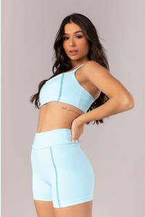 Short com Cobertura Contrastante (Azul Bebê) | Ref: K4016-B