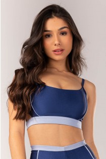 Top com Alças e Tira no Cós (Azul Marinho / Azul Claro) | Ref: K4012-F
