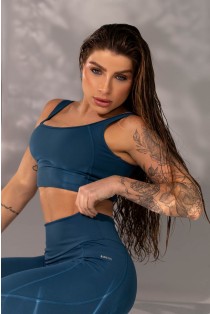 Top Cropped Alça com Recortes (Azul Petróleo) | Ref: K4326-A