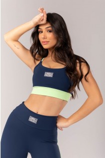 Top Bicolor com Alças Duplas (Azul Marinho / Verde) | Ref: K4331-B