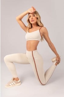 Calça Legging com Chapados (Bege / Marrom) | Ref: K4355-C