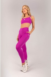 Calça Legging com Cós Transpassado e Bolsos (Roxo) | Ref: K4360-A