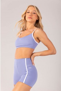 Short com Chapados (Azul Periwinkle / Branco) | Ref: K4356-B