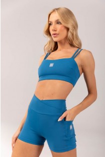 Short com Cós Transpassado e Bolsos (Azul Marine) | Ref: K4361-C