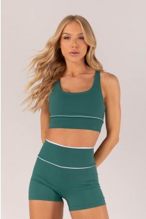 Short com Vivo no Cós (Verde Esmeralda / Branco) | Ref: K4369-B