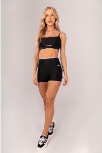 Short com Vira e Vivo (Preto / Lilás) | Ref: K4372-B