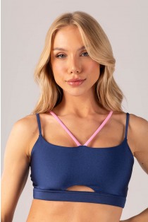 Top Strappy com Abertura no Cós (Azul Marinho / Rosa Claro) | Ref: K4370-A