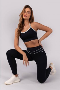 Calça Legging com Cobertura no Cós (Preto) | Ref: K4390-B