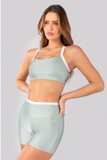 Short Bicolor com Vira (Verde Menta / Off-White) | Ref: K4399-B