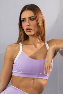 Top com Vivo e Alças Largas Cruzadas (Lilás / Branco) | Ref: K4383-B