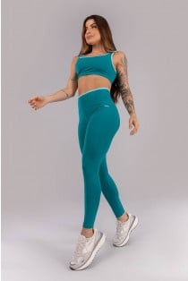 Calça Legging com Cós de Vira (Jade / Azul Turquesa) | Ref: K4220-D