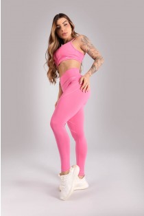 Calça Legging com Cobertura nos Recortes (Rosa Chiclete) | Ref: K4416-A