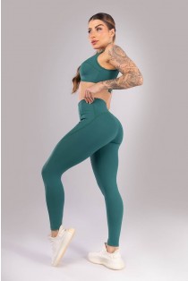 Calça Legging com Bolsos nas Laterais Do Cós (Verde Esmeralda) | Ref: K4422-B