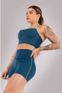 Short com Vivo Contrastante (Azul Petróleo / Verde) | Ref: K4426-A