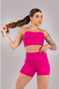 Short com Vivo Contrastante (Rosa Choque / Laranja Claro) | Ref: K4426-B