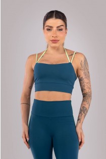 Top com Alças Duplas Contrastantes (Azul Petróleo / Verde) | Ref: K4424-A