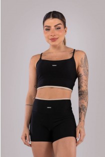 Top com Vira no Cós (Preto / Bege) | Ref: K4436-A