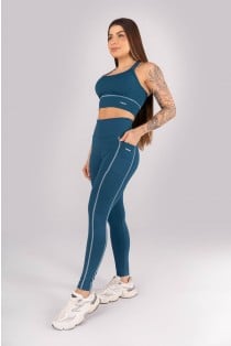Calça Legging com Bolsos e Cobertura (Azul Petróleo) | Ref: K4442-A