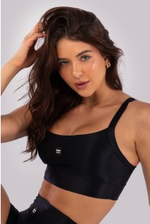 Top Canelado com Alças Largas (Preto) | Ref: K4509-A
