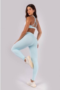 Calça Legging com Cós Transpassado com Cobertura (Azul Bebê) | Ref: K4518-B
