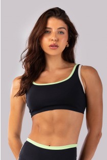 Top com Alças Largas e Viés Contrastantes (Preto / Bege / Verde) | Ref: K4538-A