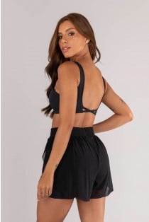 Top com Alças Largas e Costas Abertas com Tiras (Preto) | Ref: K4541-B
