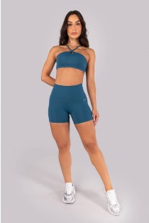 Short com Vira e Cós em V (Azul Petróleo) | Ref: K4291-D