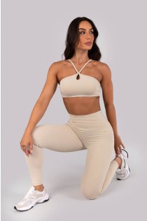 Calça Legging com Vira e Cós em V (Bege) | Ref: K4290-E
