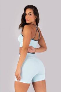 Short com Vira Contrastante (Azul Bebê / Azul Petróleo) | Ref: K4556-A