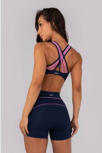 Top com Alças Entrelaçadas Contrastantes (Azul Marinho / Violet) | Ref: K4560-A