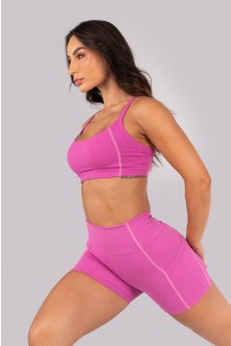 Short com Bolsos e Cobertura Contrastante (Rosa Fúcsia) | Ref: K4565-A