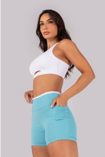 Short com Bolsos e Cós de Vira (Brisa / Branco) | Ref: K4568-B