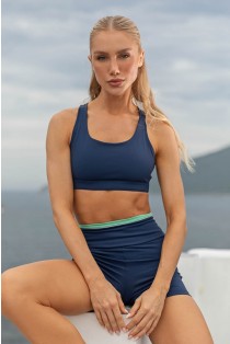 Short com Vivo na Vira (Azul Marinho / Verde Menta / Off-White) | Ref: K4584-A