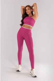 Calça Legging com Recortes e Vira (Sorbet / Off-White) | Ref: K4622-B