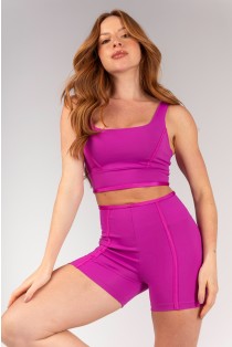 Short com Vira e Chapado Lateral (Rosa Fúcsia / Rosa Escuro) | Ref: K4665-A