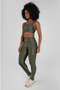 Calça Legging com Bolsos Laterais (Verde Militar) | Ref: K4375-C