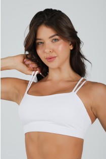 Top com Decote Reto e Alças Duplas (Branco) | Ref: K4812-A