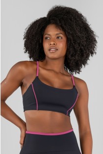 Top com Alças em Rolotê e Vivo (Preto / Sorbet) | Ref: K4718-B