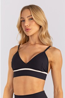 Top Triângulo com Chapado e Alças Reguláveis (Preto / Vanilla) | Ref: K4744-A