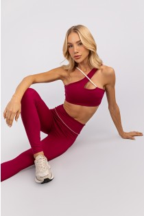 Calça Legging com Recortes e Vivo no Cós (Açaí / Vanilla) | Ref: K4754-B