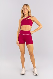 Short com Recortes e Vivo no Cós (Açaí / Vanilla) | Ref: K4755-B