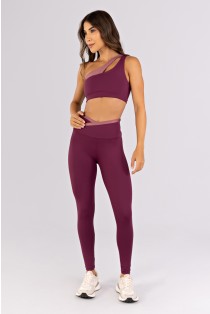 Calça Legging com Cós Transpassado e Vira (Uva / Rosa Vintage) | Ref: K4496-B